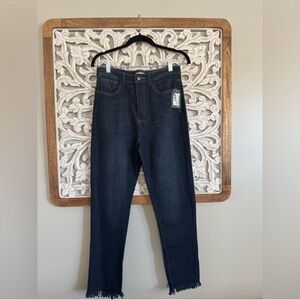 NWT BOUTIQUE Blue Ankle Cropped Jeans with Frayed Hem